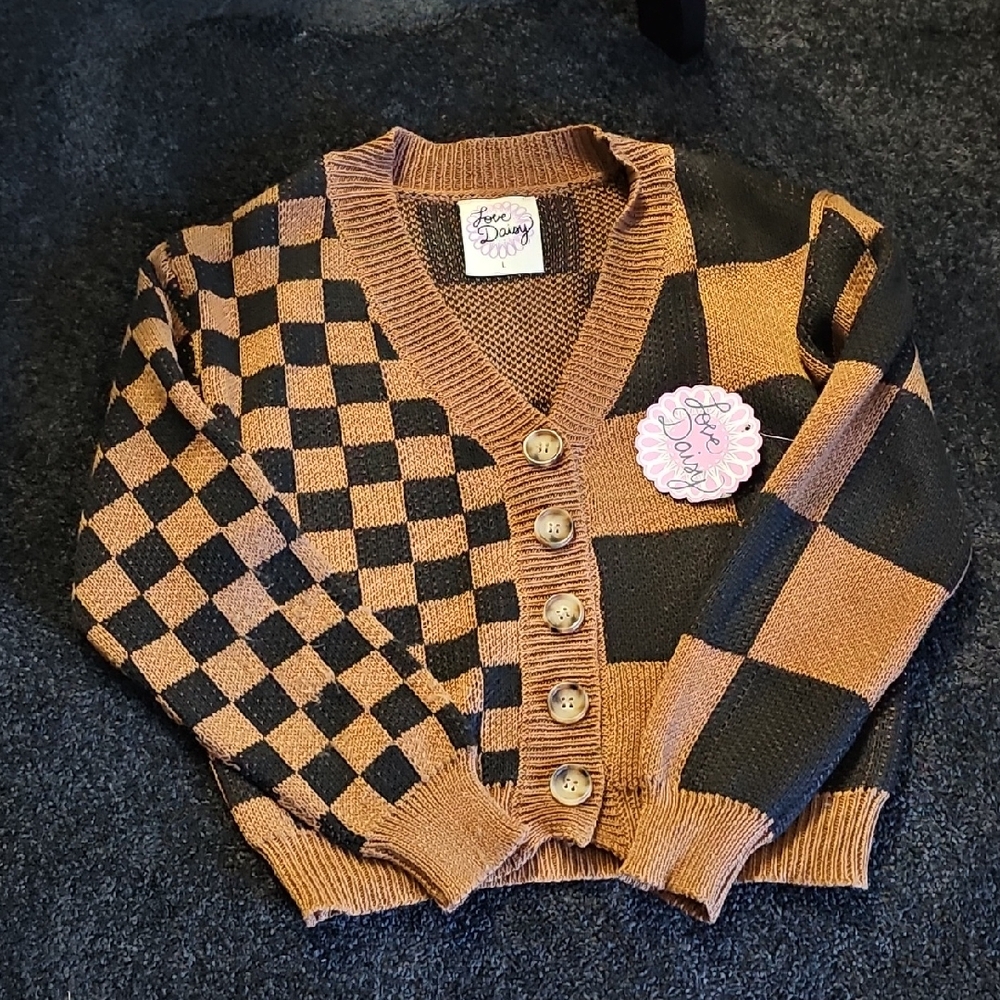 Love Daisy Brown and Black Kids Cardigan